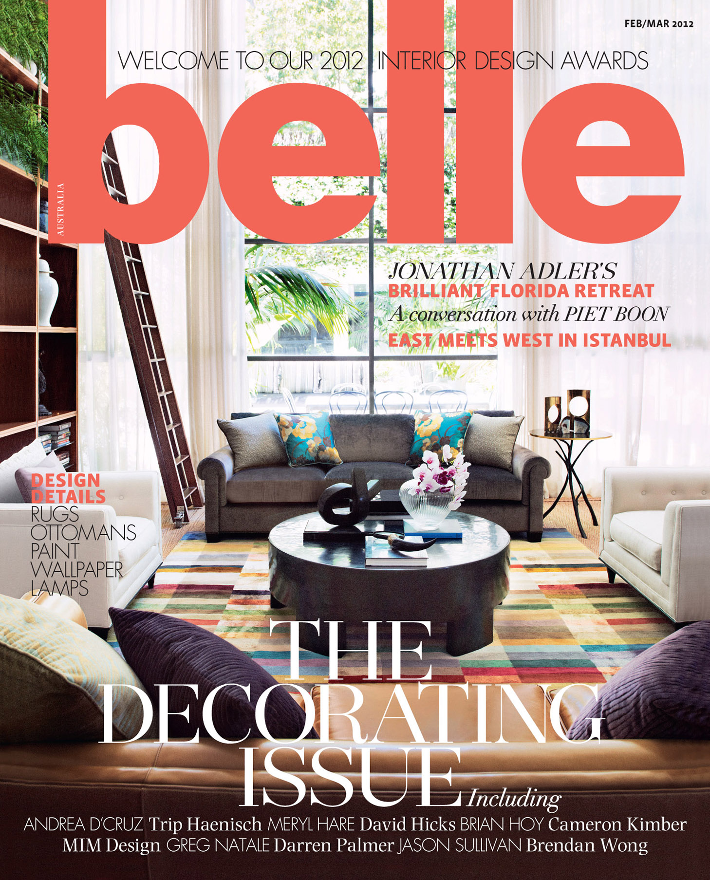 Belle magazine cover with living room by Sydney Interior Designers Brendan Wong Design